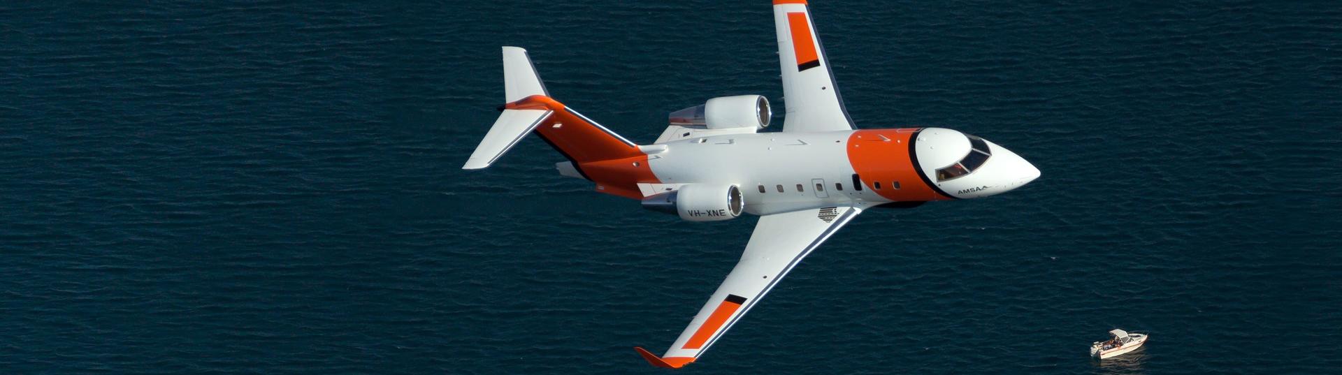 SAR plane flying over ocean