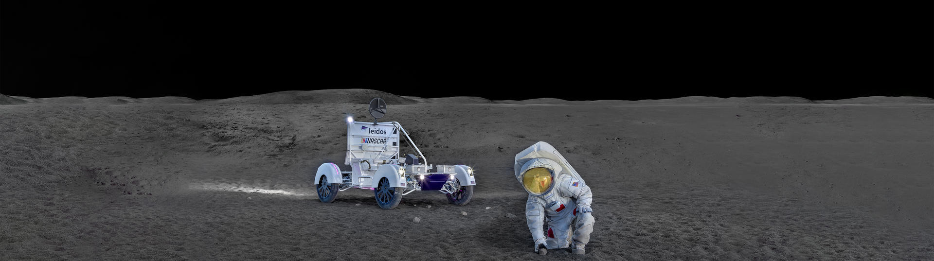 Leidos lunar terrain vehicle on the moon