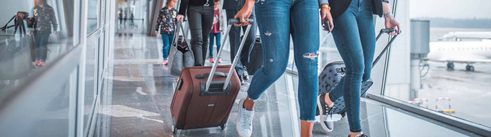 Passengers walking in the airport