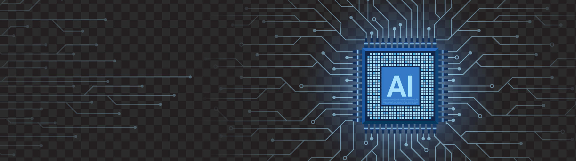 AI technology CPU chipset with printed circuit board. 