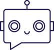 chat bot icon in purple with a transparent background