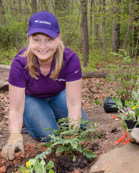 A woman planting trees