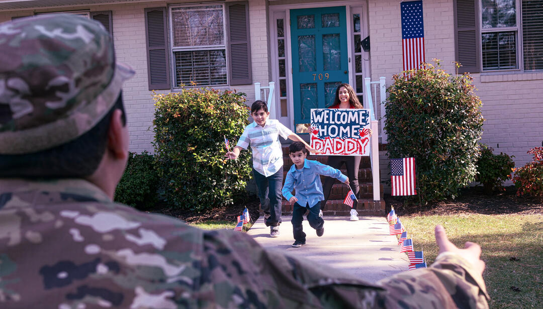 Family waiting for a person returning from the military