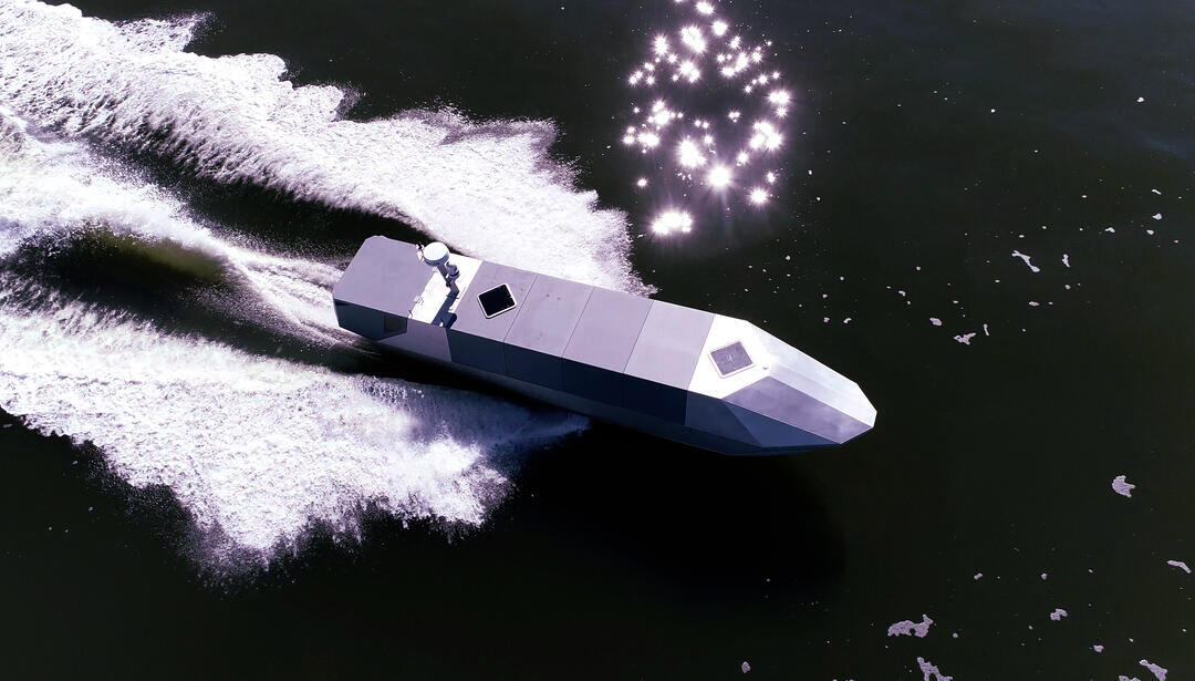 A bird's eye view of Sea Archer on the ocean