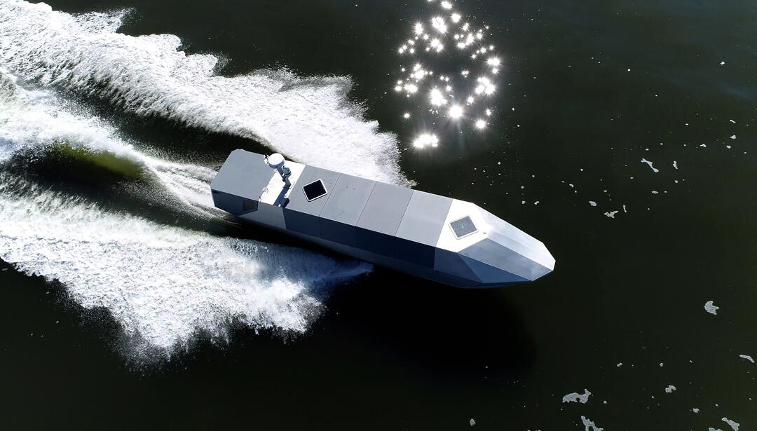 Sea Archer is viewed from above in the ocean.