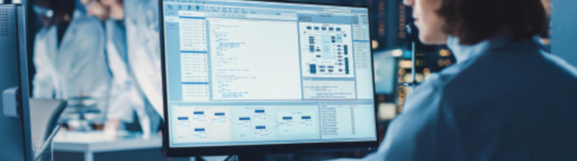 female using software on computer screen