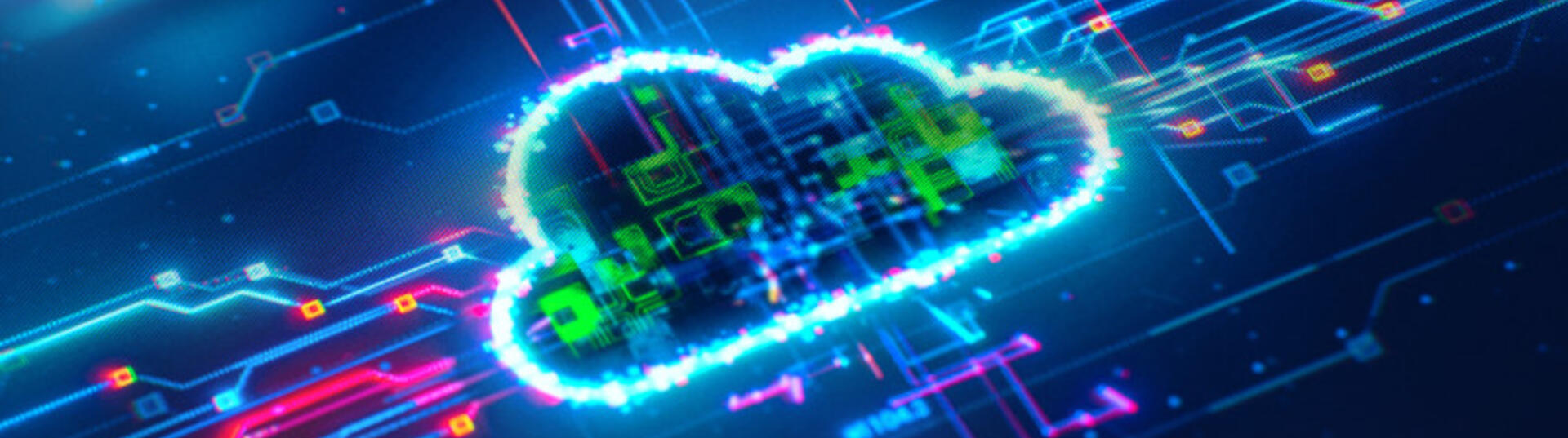 Illustration of a cloud on a microchip