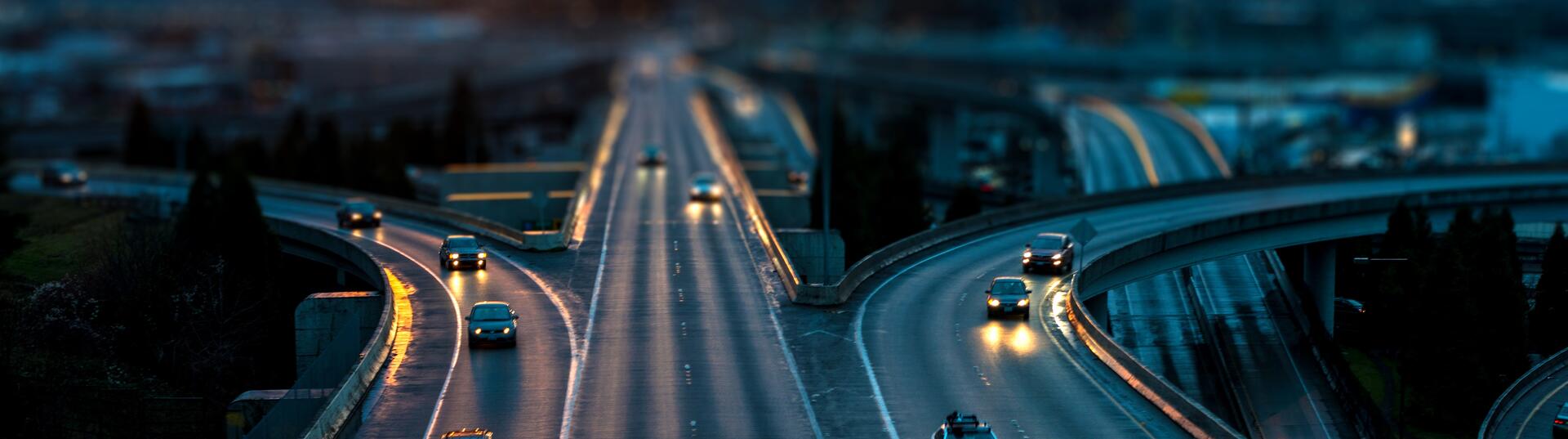 highway with three lanes of cars