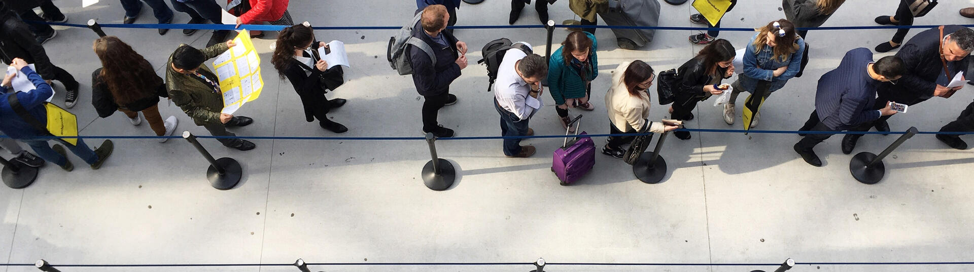 people in airport security line