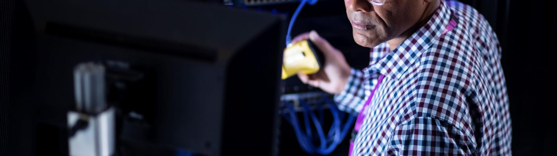 Man in data center