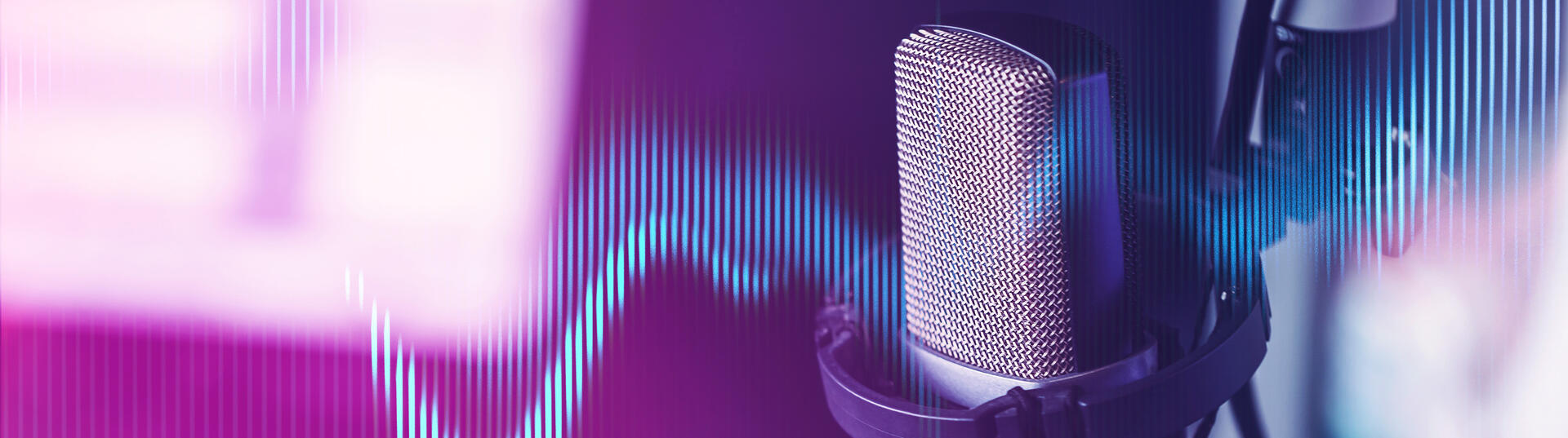 Podcast microphone with sound waves