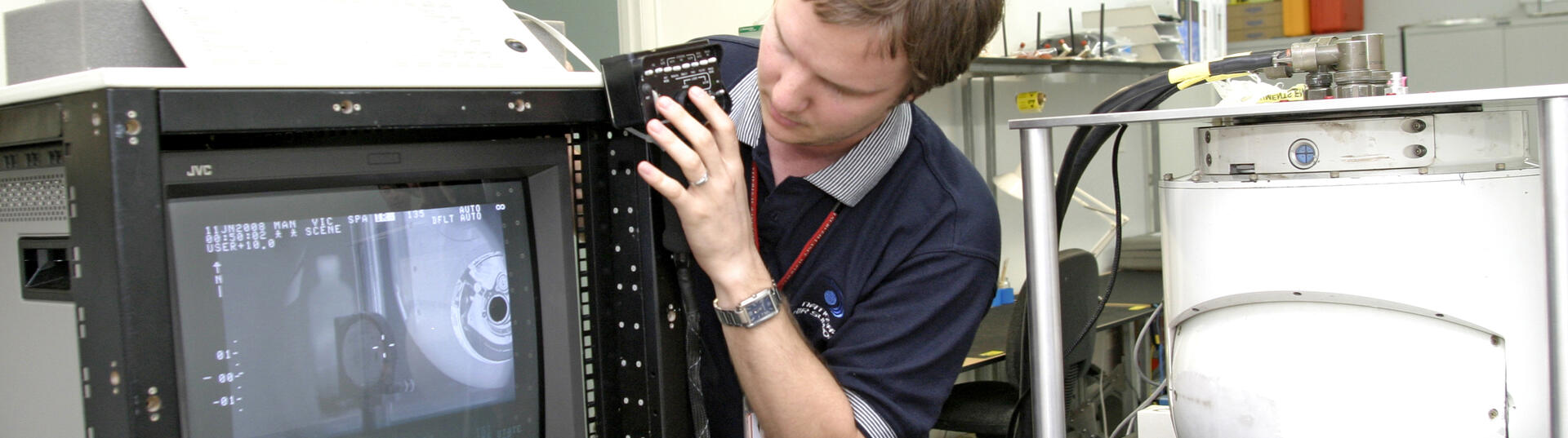 Man looking at technology