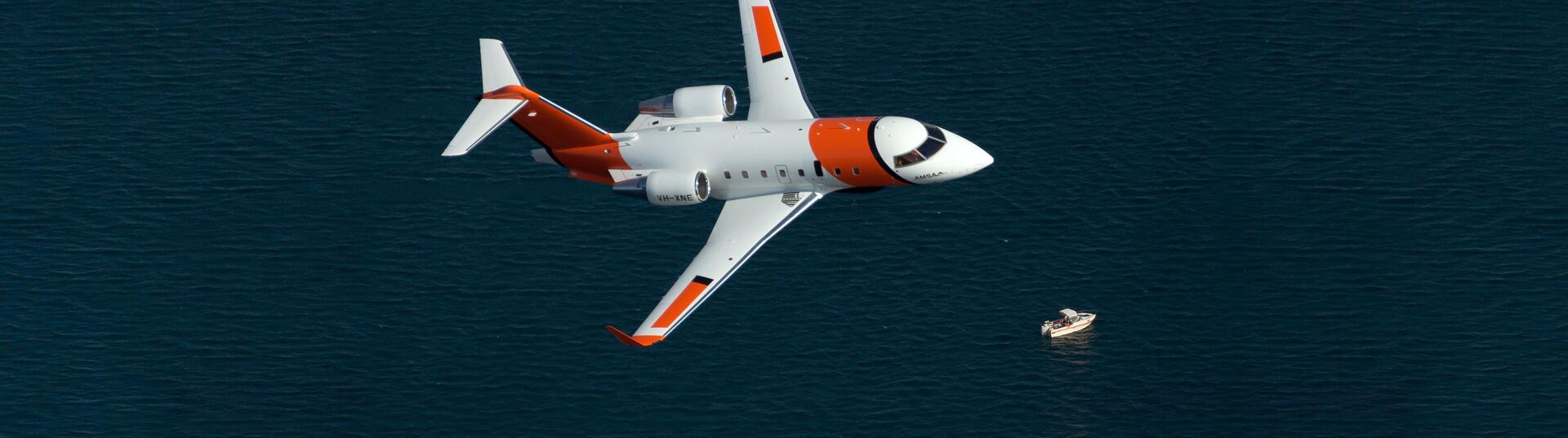 SAR plane flying over ocean