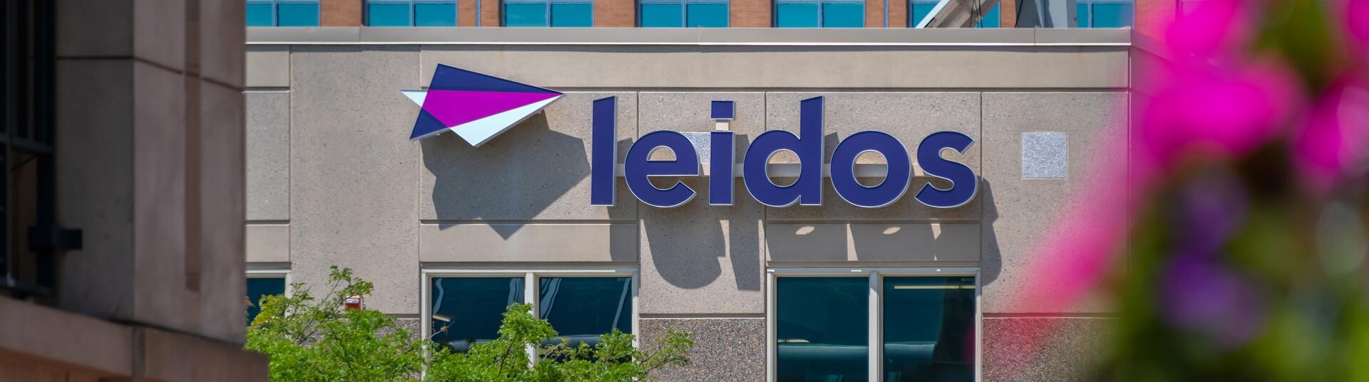 Leidos sign on a building