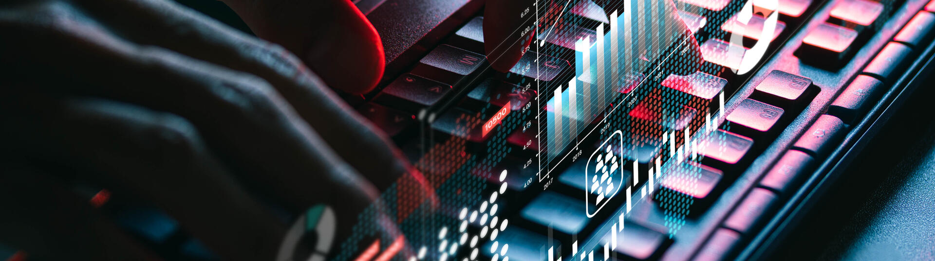 People using keyboard computer for search, working, shopping, e-learning and social connection 