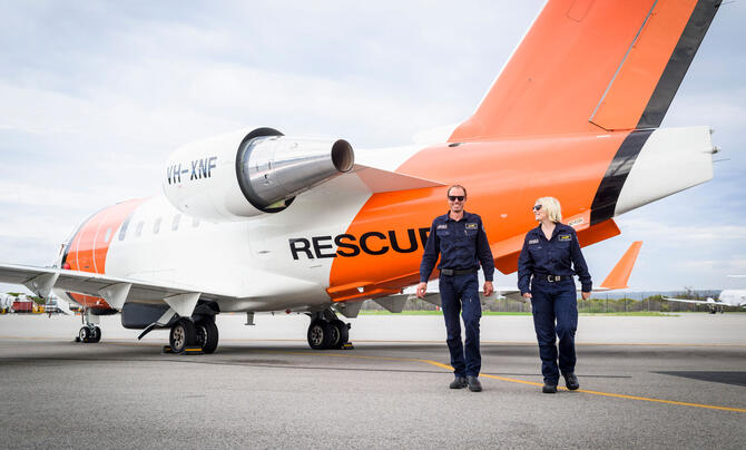 Leidos Australia AMSA Search and Rescue Challenger Jet and Crew