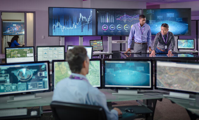 Intelligence analysts at work