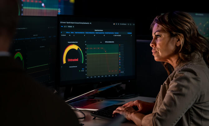 A trusted mission AI system helps the cyber analyst with her job, but she makes the final decisions. 
