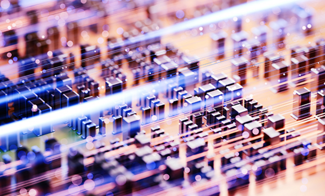 zoomed in view of circuit board