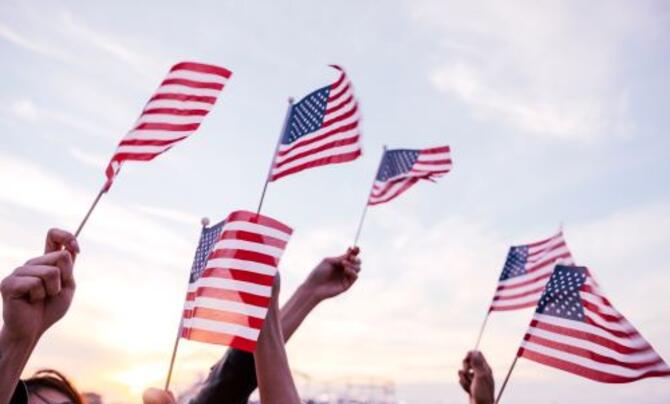 Waving American Flags