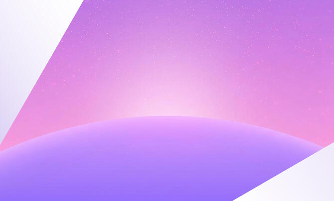 Abstract purple and pink gradient landscape with a curved horizon beneath a softly glowing, star-filled sky.