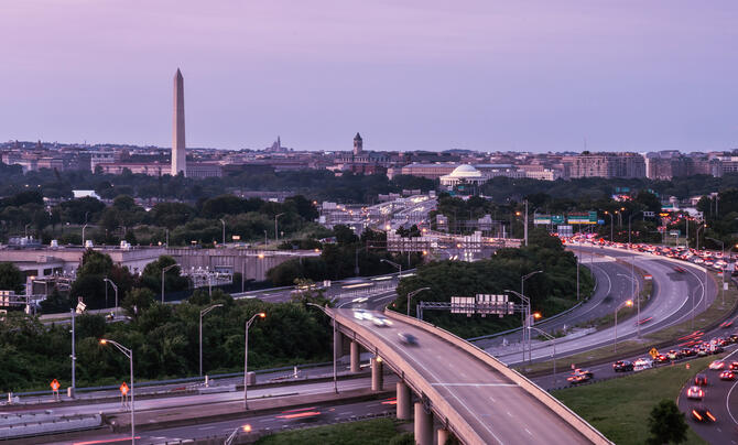Twilight skyline of Washington D.C.