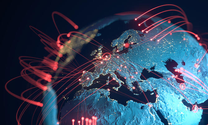 Global Connection Lines - Data Exchange, Pandemic, Computer Virus