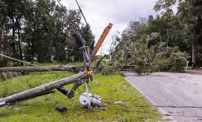 Power lines down after a storm