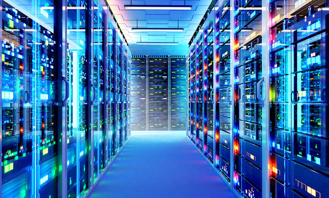 Picture of the inside of a data center