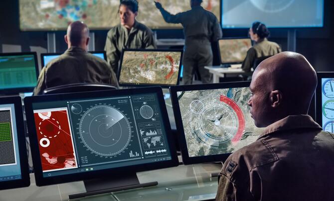 stock photo of military command and control center