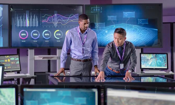 employees in a cyber lab