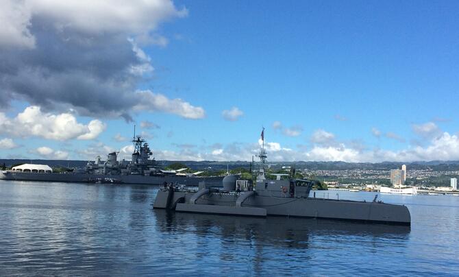 Sea Hunter on exercise in Pearl Harbor
