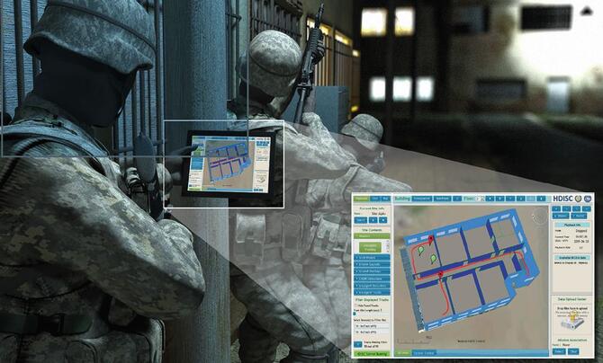 soldiers using interactive display 