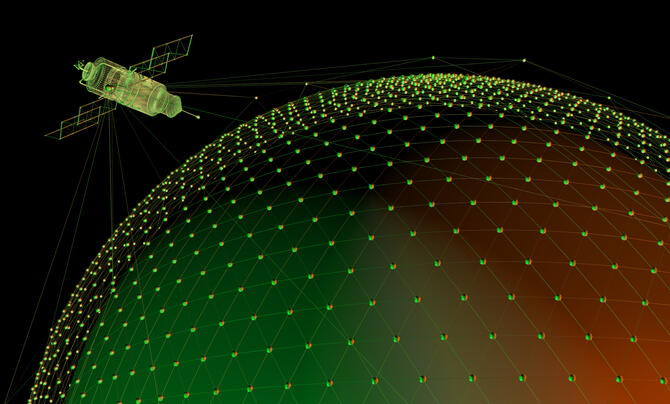 graphic showing satellite over Earth