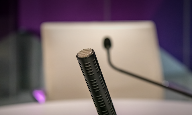 microphone in a recording studio