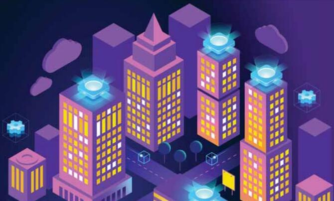 graphic depicting a digital city