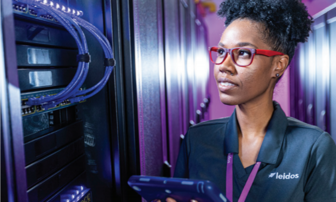 Woman examining cables