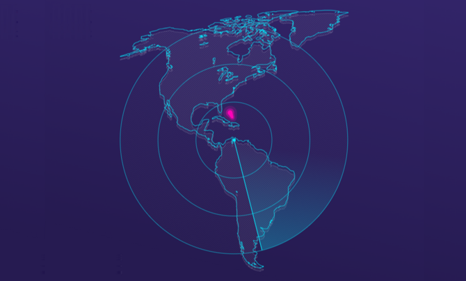 Radar screen of North and South America