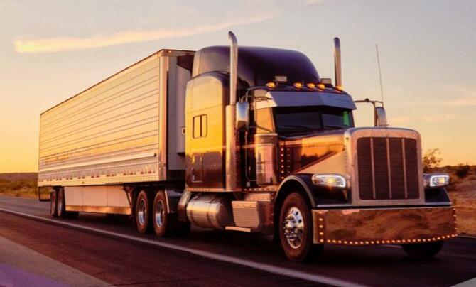 Semi-truck driving on highway