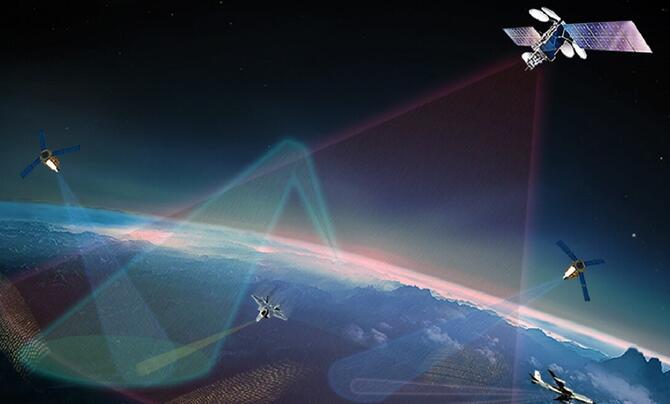 satellites hovering in earth's atmosphere 