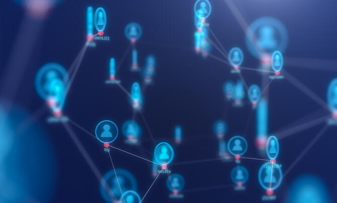 link of online profiles connected to each other