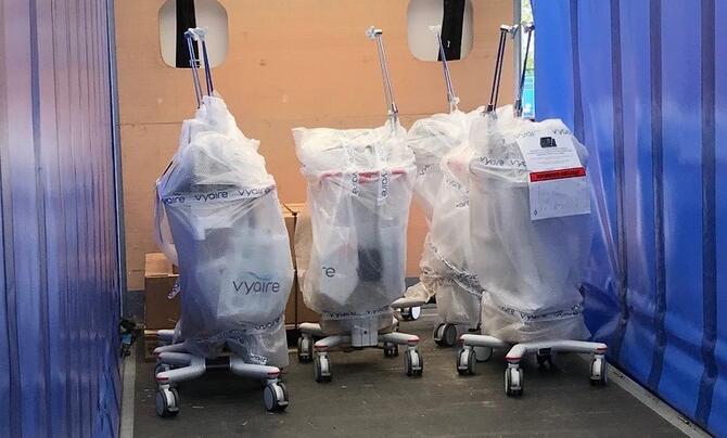 ventilators in a storage area  