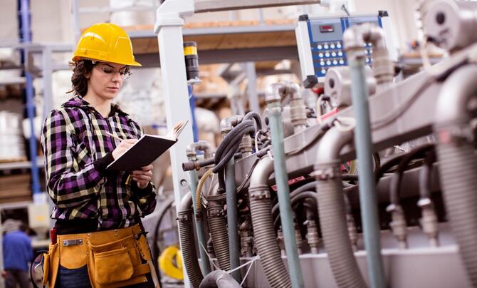 Woman in industrial environment