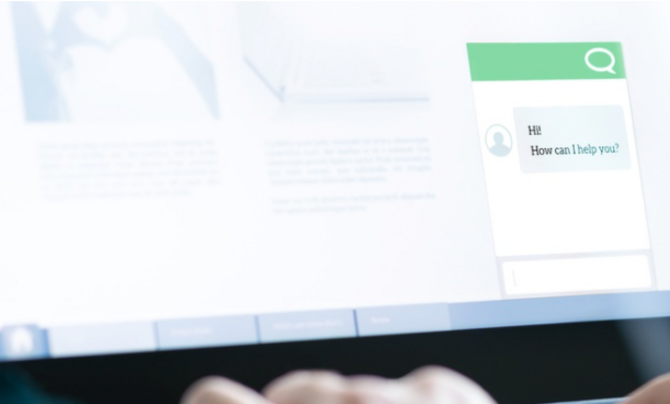 Person typing into chat bot on computer