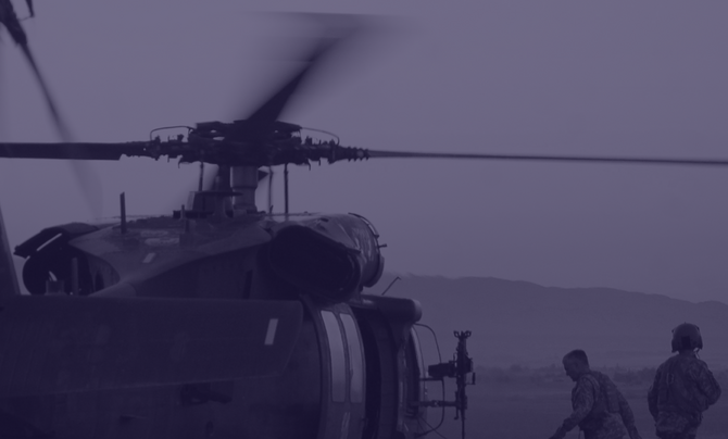 Helicopter two men boarding