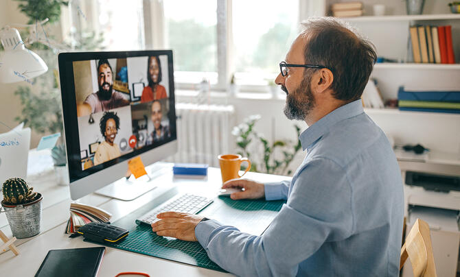 Customer working from home on computer