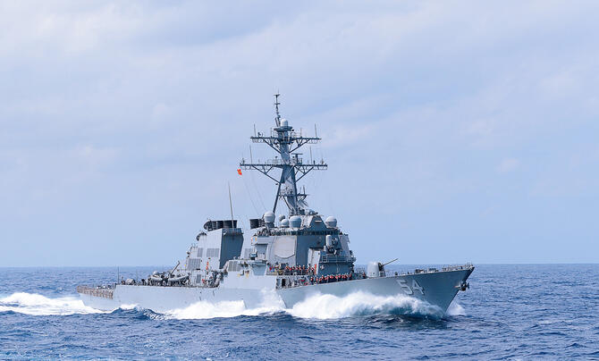 Gibbs & Cox-designed DDG-51 Arleigh Burke-class destroyer at sea