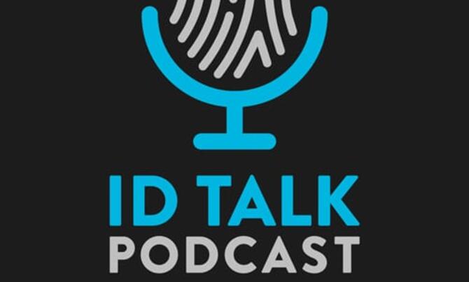 ID Talk Podcast logo. Fingerprint stylized as microphone
