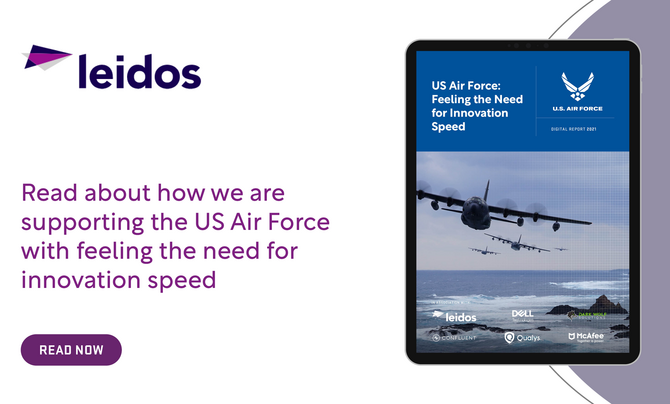 Banner reading "Read about how we are supporting the US Air Force with feeling the need for innovation speed