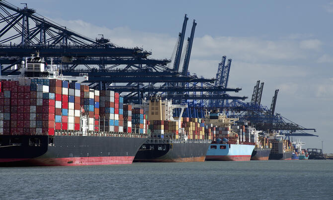 port with large ships and containers